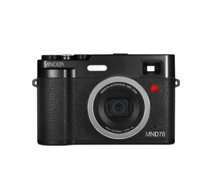 Minolta MND70 Retro 48 MP Autofocus / 5K Ultra HD Dual Lens Digital Camera w/WiFi (Black)