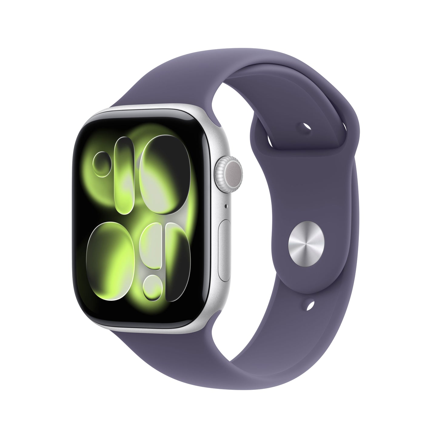 (Open Box) Apple Watch Series 11 GPS 46mm Silver Aluminum Case with Purple Fog Sport Band - S/M - MEV94LW/A - (Fall 2025)