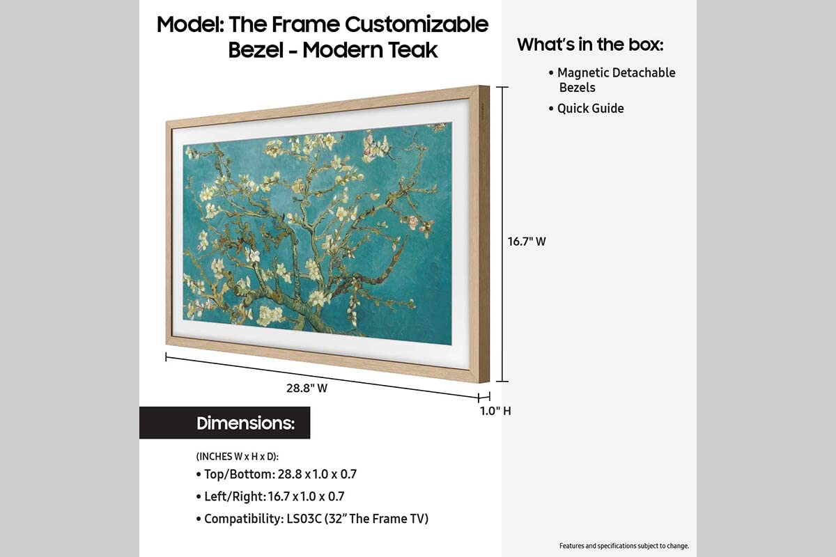 (Open Box) Samsung Customizable Bezel for 32-in The Frame TV, VG-SCFC32TKB/ZA - Modern Teak (2023)