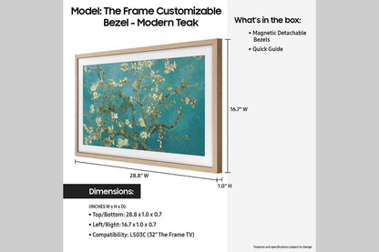 (Open Box) Samsung Customizable Bezel for 32-in The Frame TV, VG-SCFC32TKB/ZA - Modern Teak (2023)