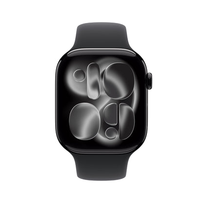 Apple Watch Series 11 GPS 46mm Jet Black Aluminum Case with Black Sport Band - S/M - MEUW4LW/A - (Fall 2025)
