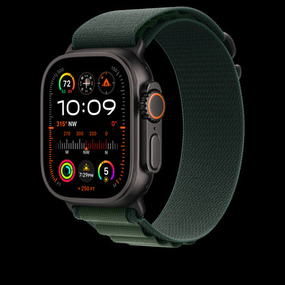 Apple 49mm Dark Green Alpine Loop - Large - Black Titanium Finish - MYPT3AM/A (2024)