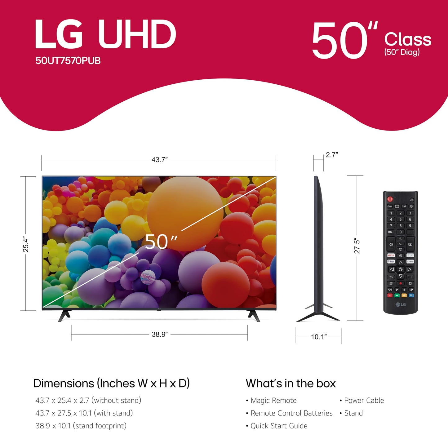 LG 50-in UT75 Series LED TV 4K - 50UT7570PUB (2024)