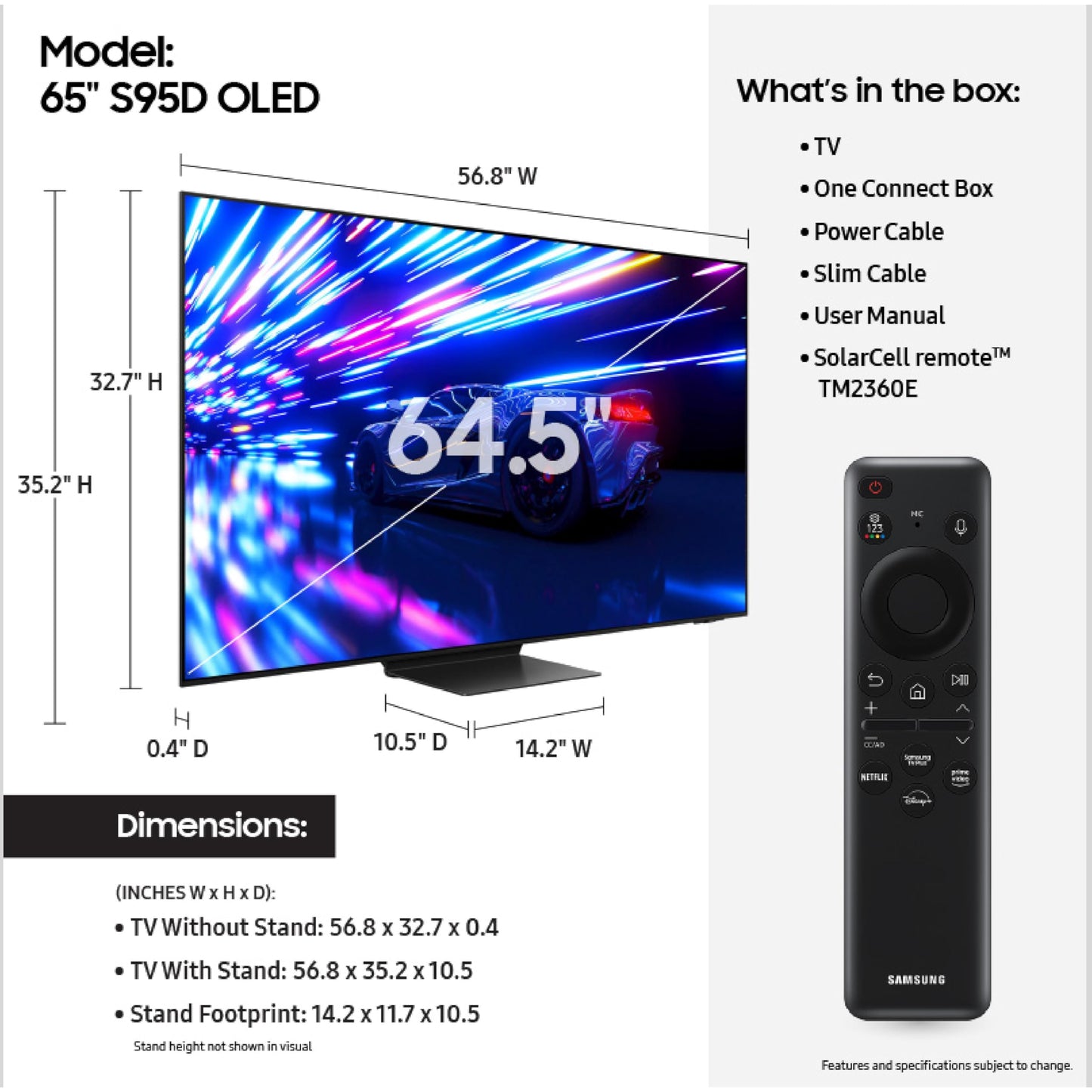 Samsung 65-in S95D OLED Smart TV - QN65S95DAFXZA (2024)
