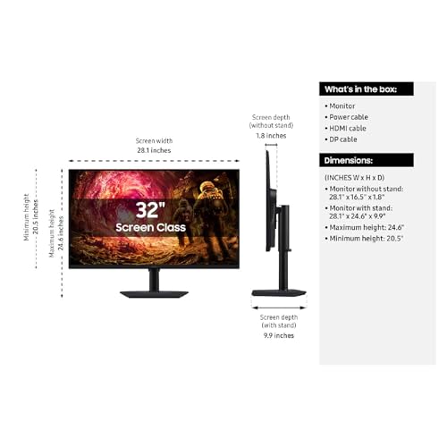 Samsung 32-in QHD, IPS, 180Hz, 1ms, G-Sync - LS32FG502ENXZA