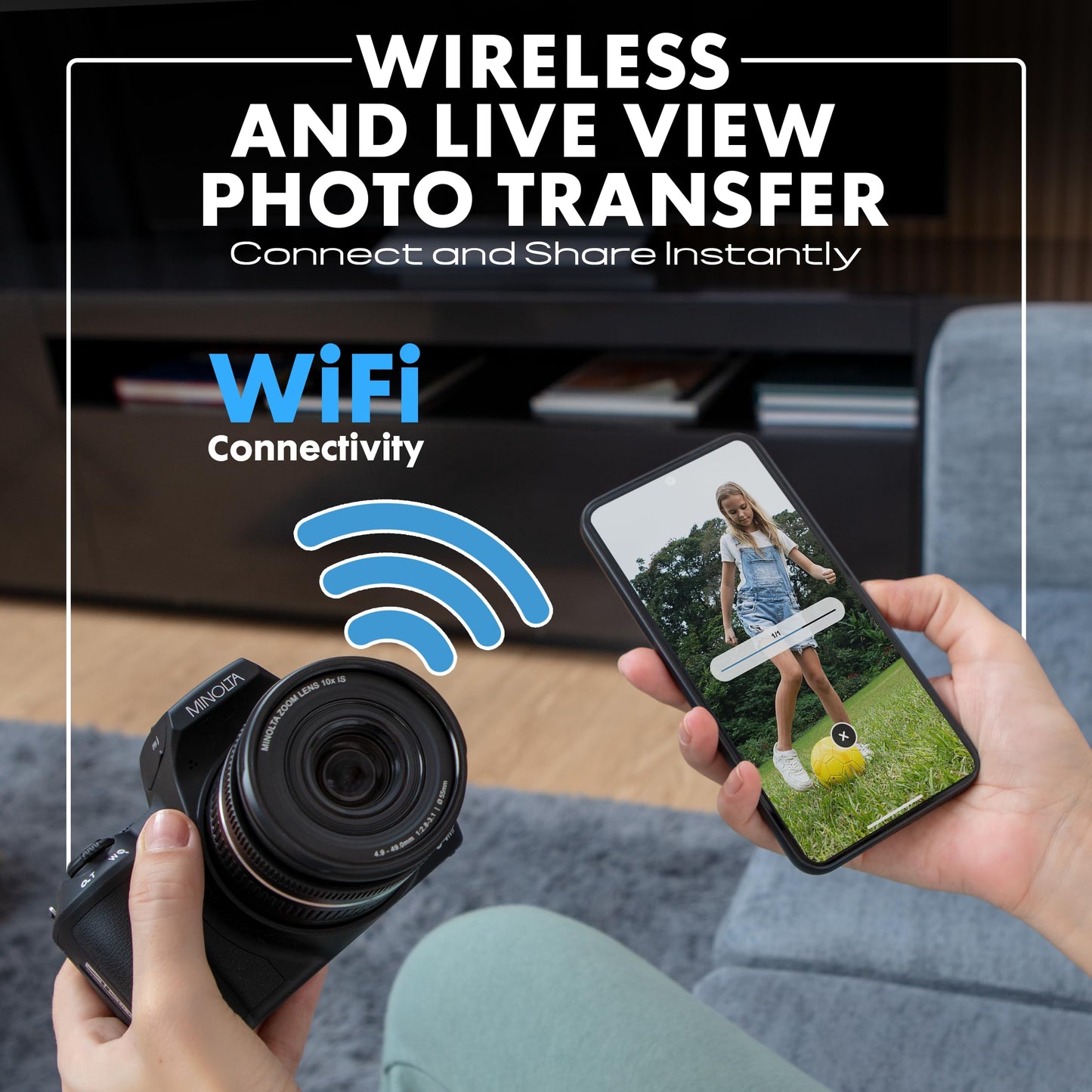 Minolta MNB10Z 64 MP / 4K Ultra HD Bridge Digital Camera w/10x Optical Zoom (Blue)