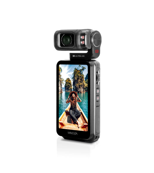 Minolta MN5KGP1 5K Ultra HD / 20 MP Handheld Pocket Camcorder w/Motorized Tilting Lens Head