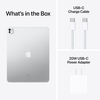 (Open Box) Apple 13-in iPad Pro (M4) Wi-Fi + Cellular 256GB with Standard Glass - Silver - MVXT3LL/A (May 2024)