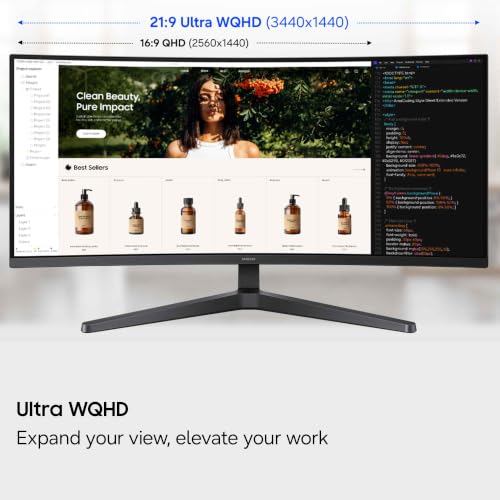 Samsung 34-in Computer Monitor - WQHD, Curved, 120Hz, 1HDMI, 1DP, Simple Stand - LS34H550GANXZA (2026)