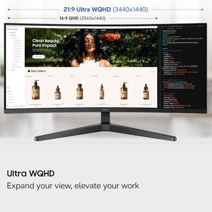 Samsung 34-in Computer Monitor - WQHD, Curved, 120Hz, 1HDMI, 1DP, Simple Stand - LS34H550GANXZA (2026)