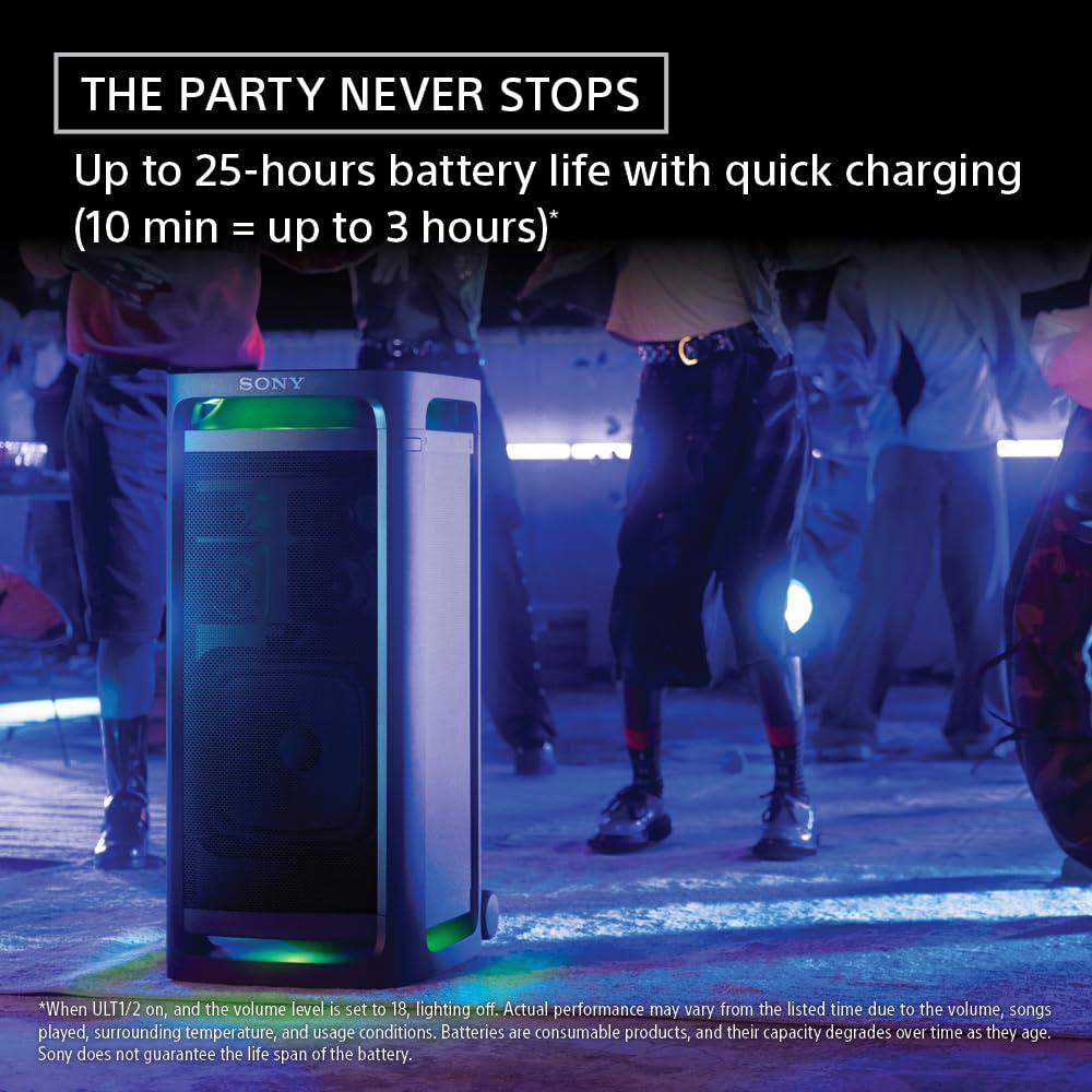 Sony ULT Tower 9 Bluetooth Karaoke Party Speaker with Powerful Bass, 360° Sound and Party Lights, 25 Hour Battery (SRSULT900)