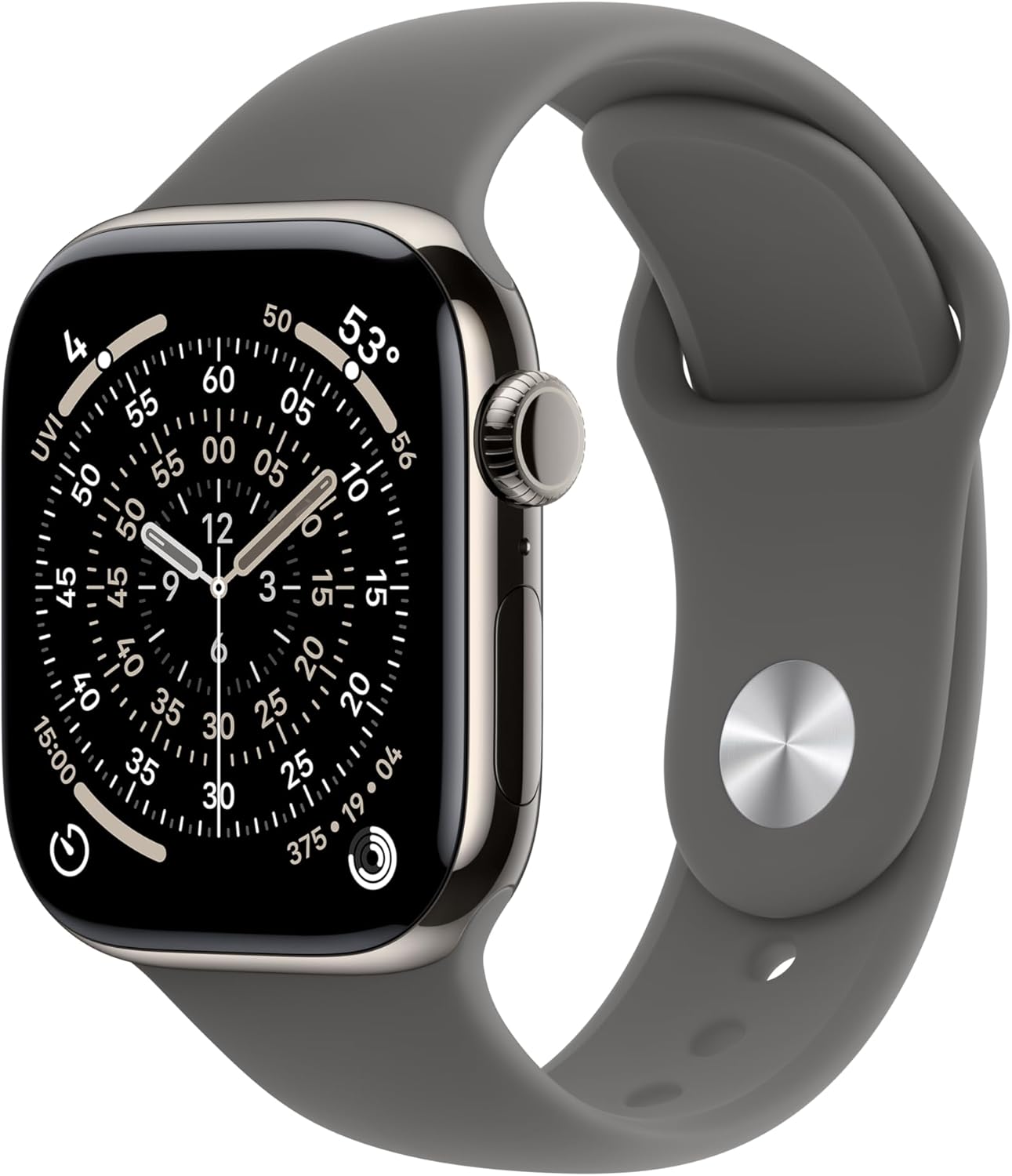 Apple Watch Series 11 GPS + Cellular 42mm Natural Titanium Case with Stone Gray Sport Band - M/L - MF8N4LW/A - (Fall 2025)