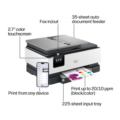 HP OfficeJet Pro 8135 Wireless All-in-One Color Inkjet Printer, Print, Scan, Copy, Fax, ADF, Duplex Printing - C2VK1A#B1H