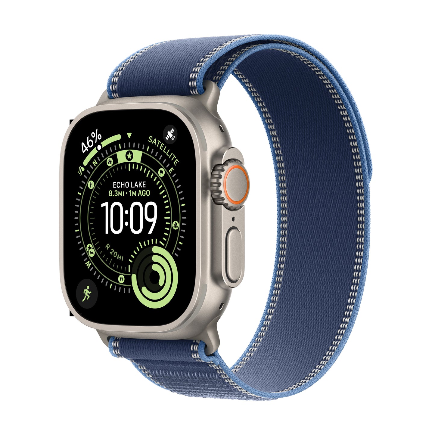 (Open Box) Apple Watch Ultra 3 GPS + Cellular 49mm Natural Titanium Case with Blue/Bright Blue Trail Loop - M/L - MEWU4LW/A - (Fall 2025)