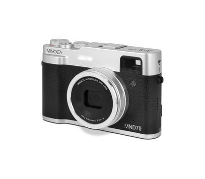 Minolta MND70 Retro 48 MP Autofocus / 5K Ultra HD Dual Lens Digital Camera w/WiFi (Silver/Black)
