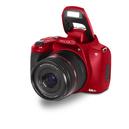 Minolta MNB10Z 64 MP / 4K Ultra HD Bridge Digital Camera w/10x Optical Zoom (Red)