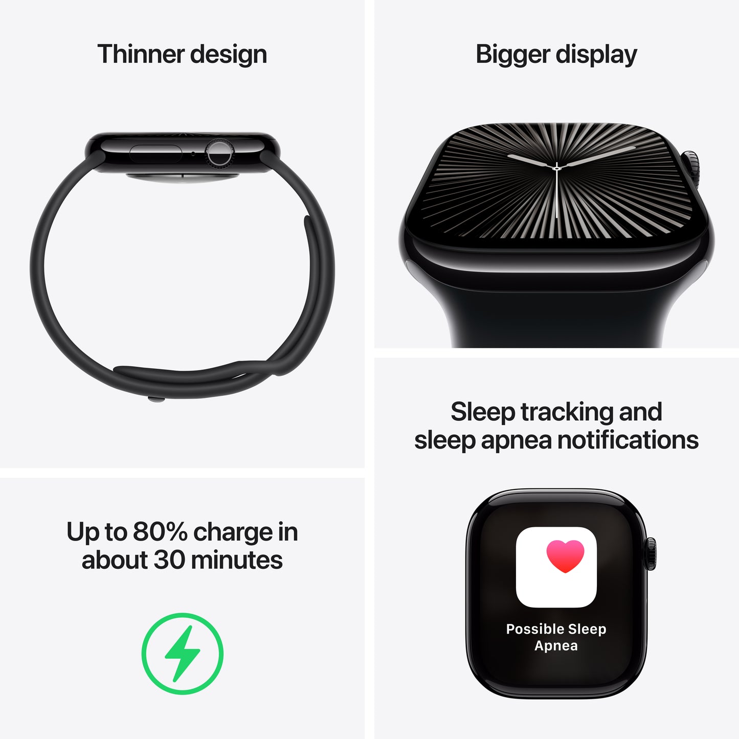 Apple Watch Series 10 GPS + Cellular 42mm Jet Black Aluminum Case with Black Sport Band - M/L - MWX73LW/A (2024)