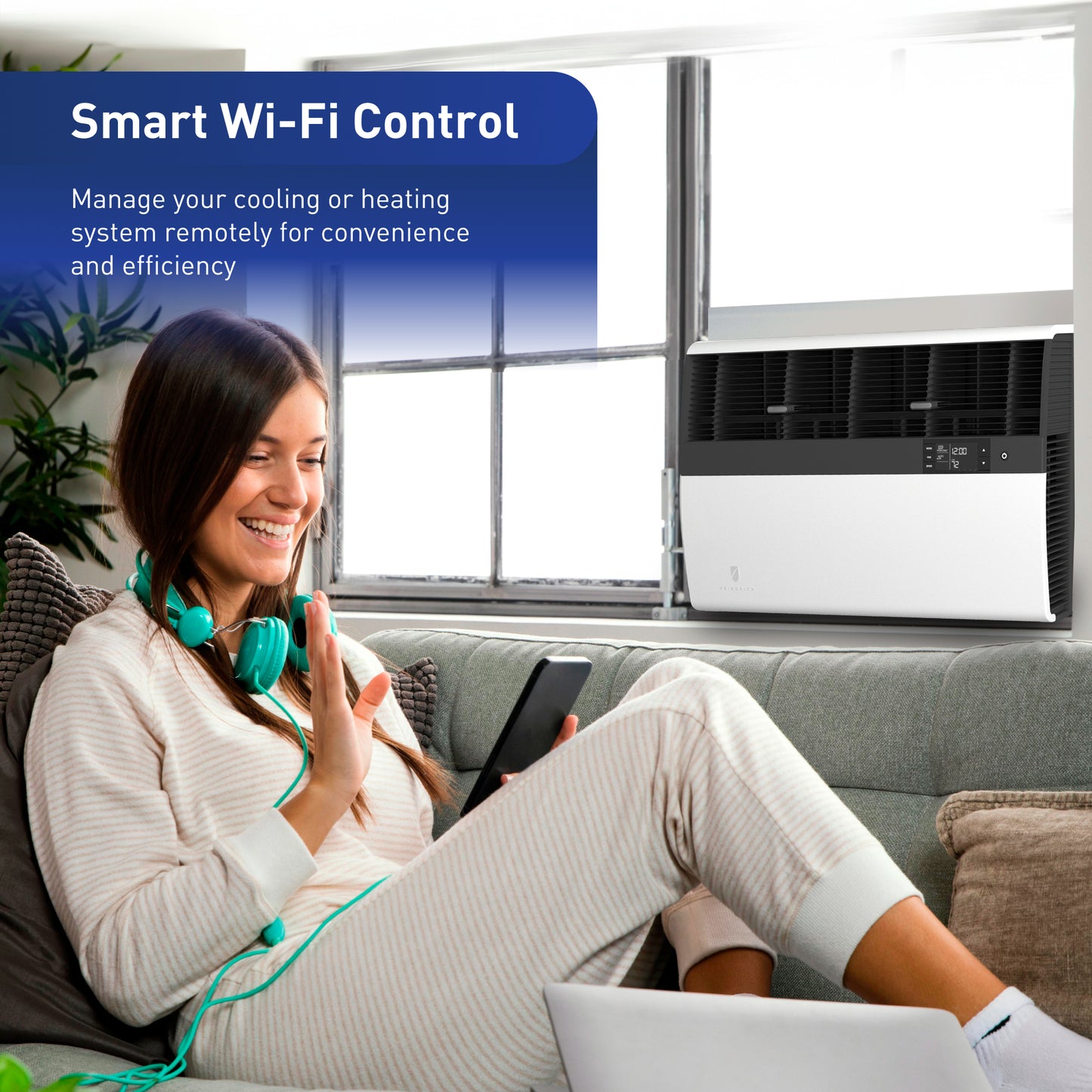 Friedrich Kuhl, Slide-out, Smart Window Air Conditoner AC, Small, Inverter, Cool Only, 12k BTU, 115V, CA Compliant