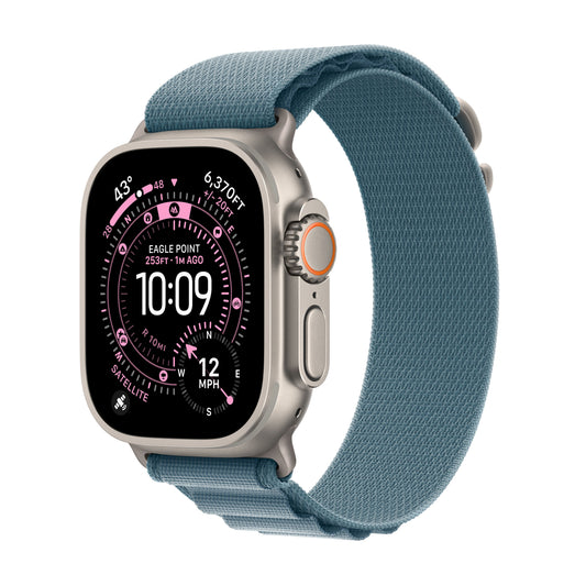 (Open Box) Apple Watch Ultra 3 GPS + Cellular 49mm Natural Titanium Case with Light Blue Alpine Loop - Large - MEWP4LW/A - (Fall 2025)