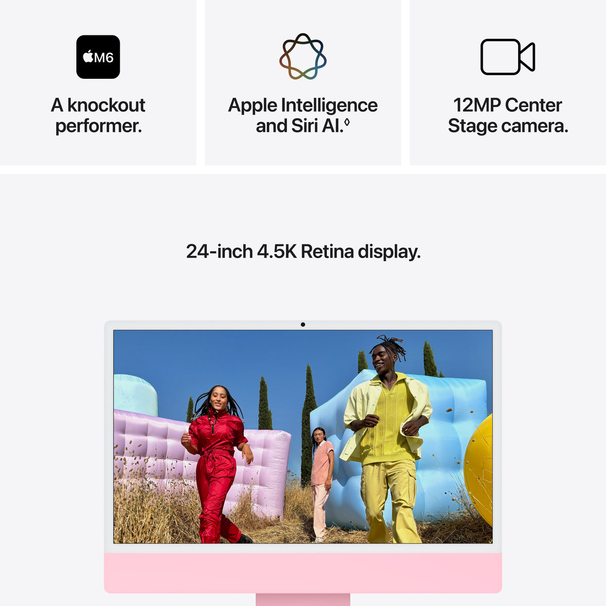 Apple 24-inch iMac with Retina 4.5K display: M6 chip with 10-core CPU and 10-core GPU, 16GB, 256GB SSD - Pink - MH0A4LL/A
