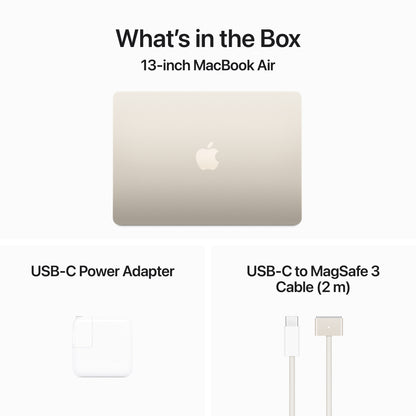 (CTO) Apple MacBook Air 13-in M3 8C CPU - 10C GPU, 8GB, 256GB, Starlight, 35W Dual - (Spring 2024) - Z1BA001EP