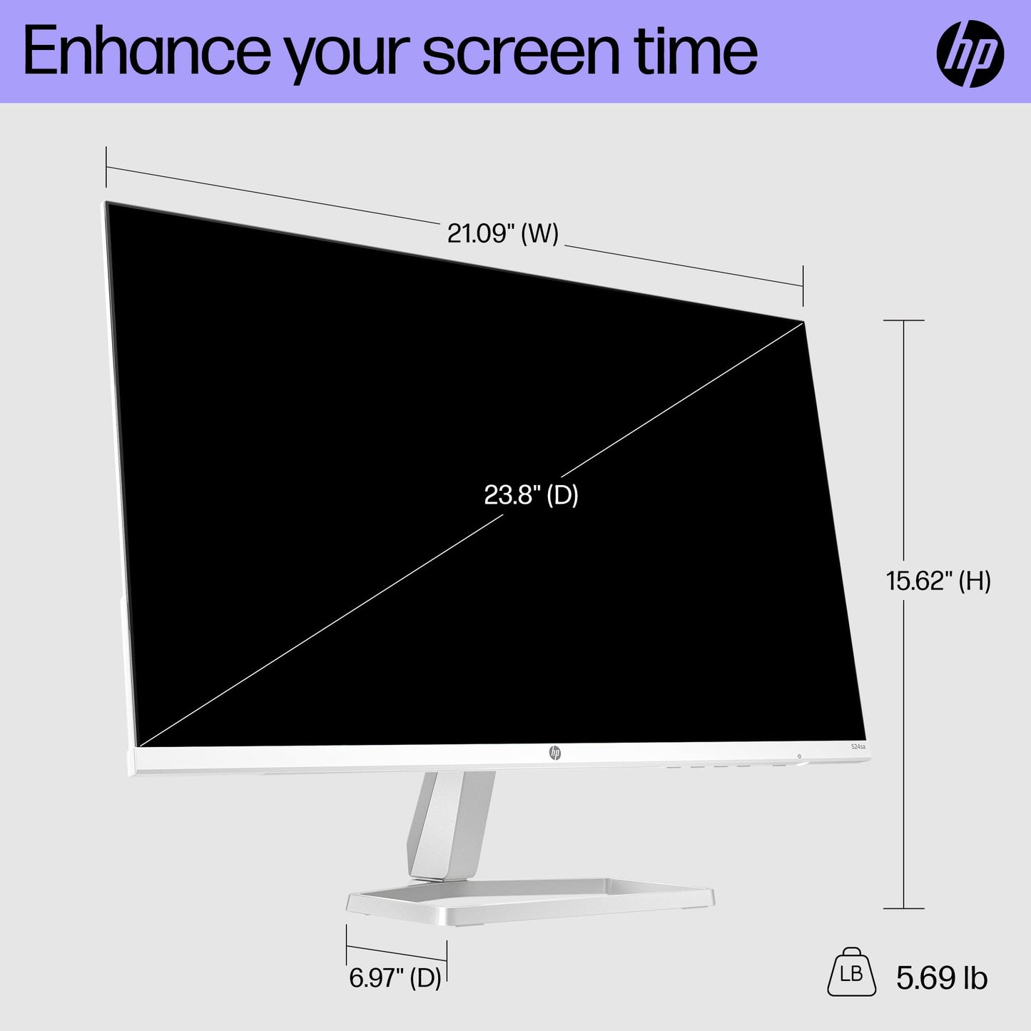 (Open Box) HP Series 5 24-in FHD Computer Monitor, Full HD, IPS Panel, 1500:1 Contrast, 300 nits, Eye Ease with Eyesafe Certification, 524sa