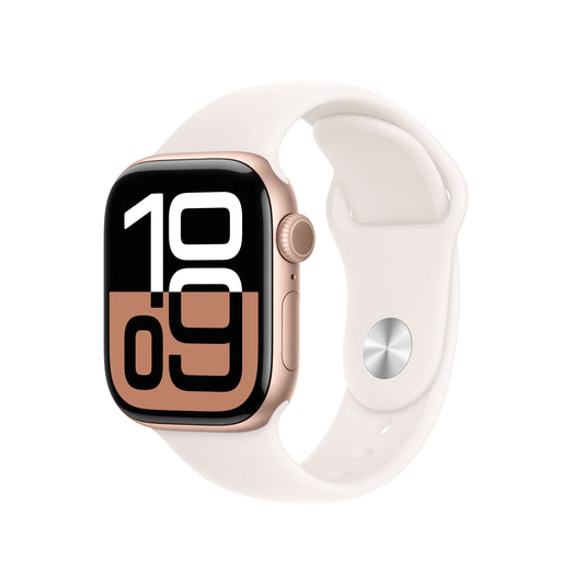 (Open Box) Apple Watch Series 10 GPS 42mm Rose Gold Aluminum Case with Light Blush Sport Band - M/L - MWWJ3LW/A (2024)