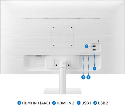 (Open Box) Samsung 32-in M5 M50D Smart LED Computer Monitor - LS32DM501ENXZA - White