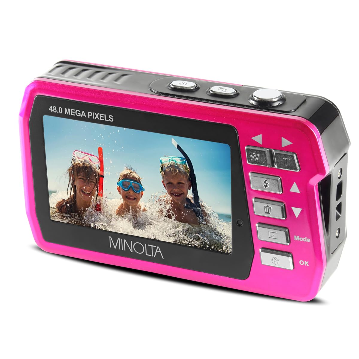 Minolta MN40WP 48 MP / 2.7K Quad HD Waterproof Digital Camera w/Dual LCD (Pink)