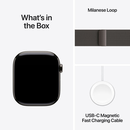 (Open Box) Apple Watch Series 11 GPS + Cellular 46mm Slate Titanium Case with Slate Milanese Loop - M/L - MFD44LW/A - (Fall 2025)