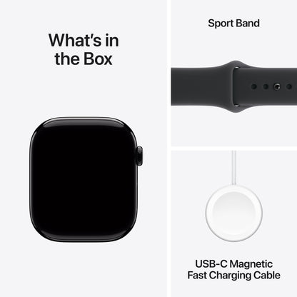 (Open Box) Apple Watch Series 11 GPS 46mm Jet Black Aluminum Case with Black Sport Band - M/L - MEUX4LW/A - (Fall 2025)