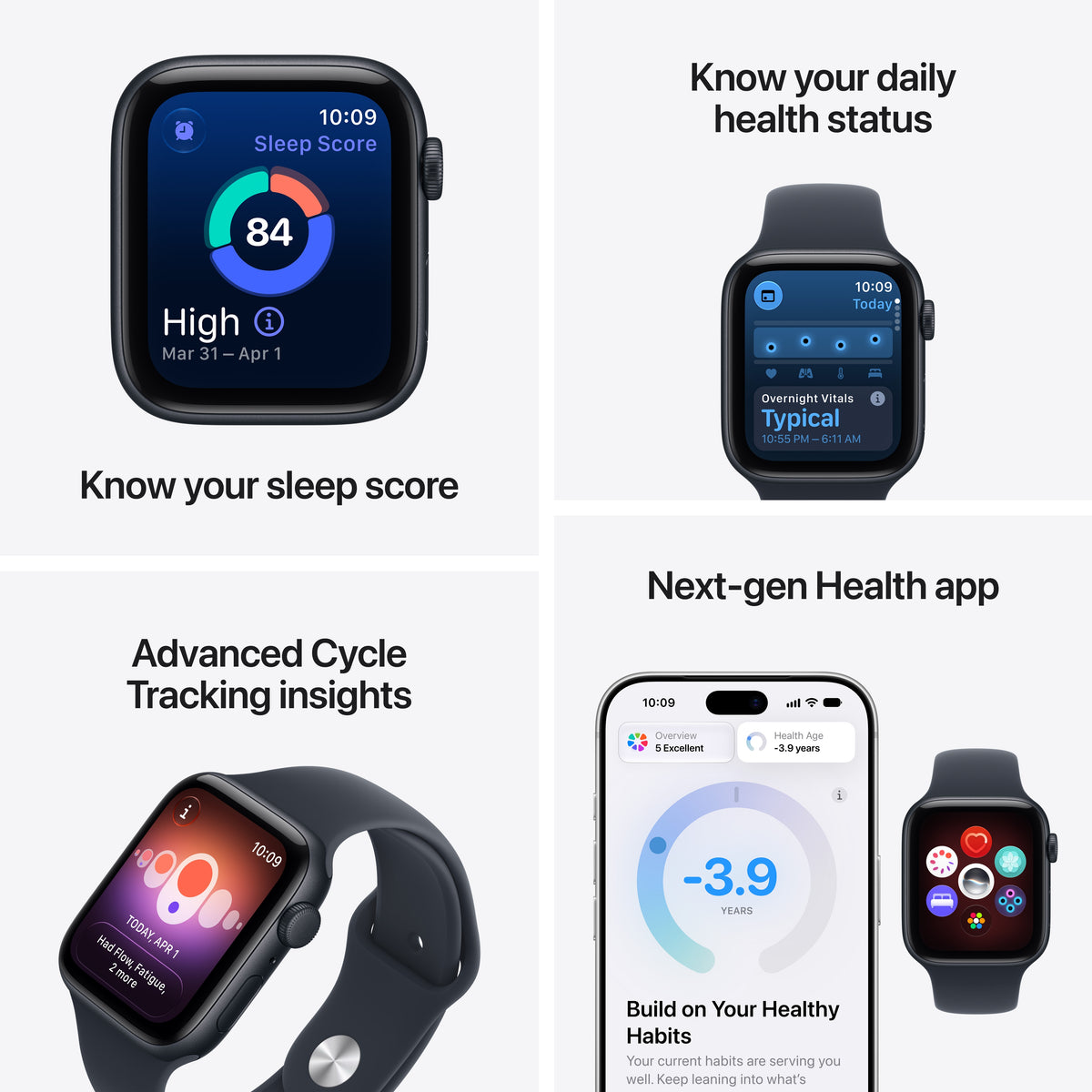 Apple Watch SE 3 GPS 40mm Midnight Aluminum Case with Navy Blue Sport Band - M/L - MJL14LW/A (2026)