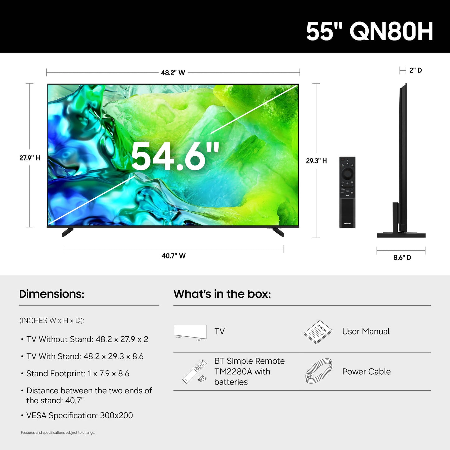 Samsung QN80H 55-in NeoQLED TV - QN55QN80HAFXZA (2026)