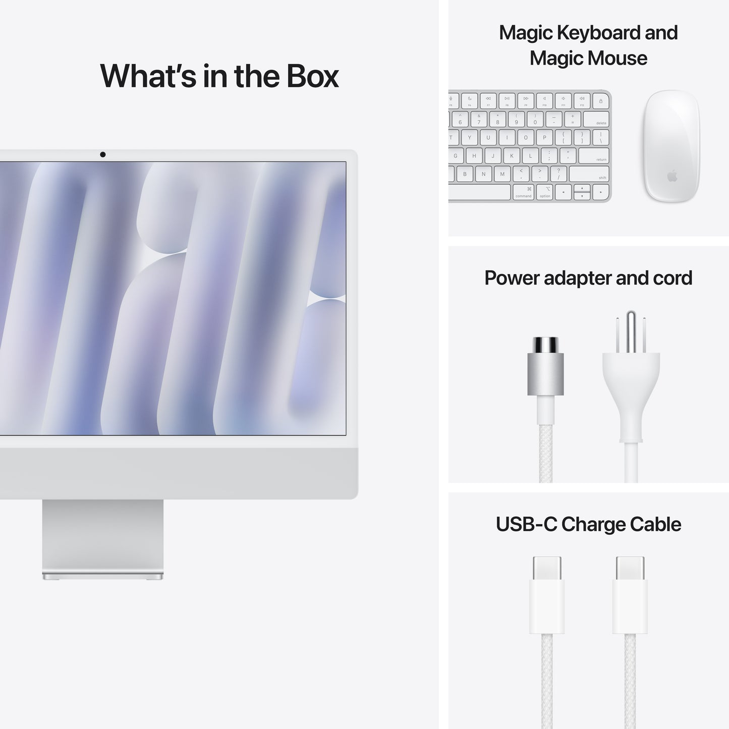 Apple 24-inch iMac with Retina 4.5K display: M4 chip w 8C CPU / 8C GPU, 256GB SSD, 16GB Memory - Silver - MWUC3LL/A (Fall 2024)