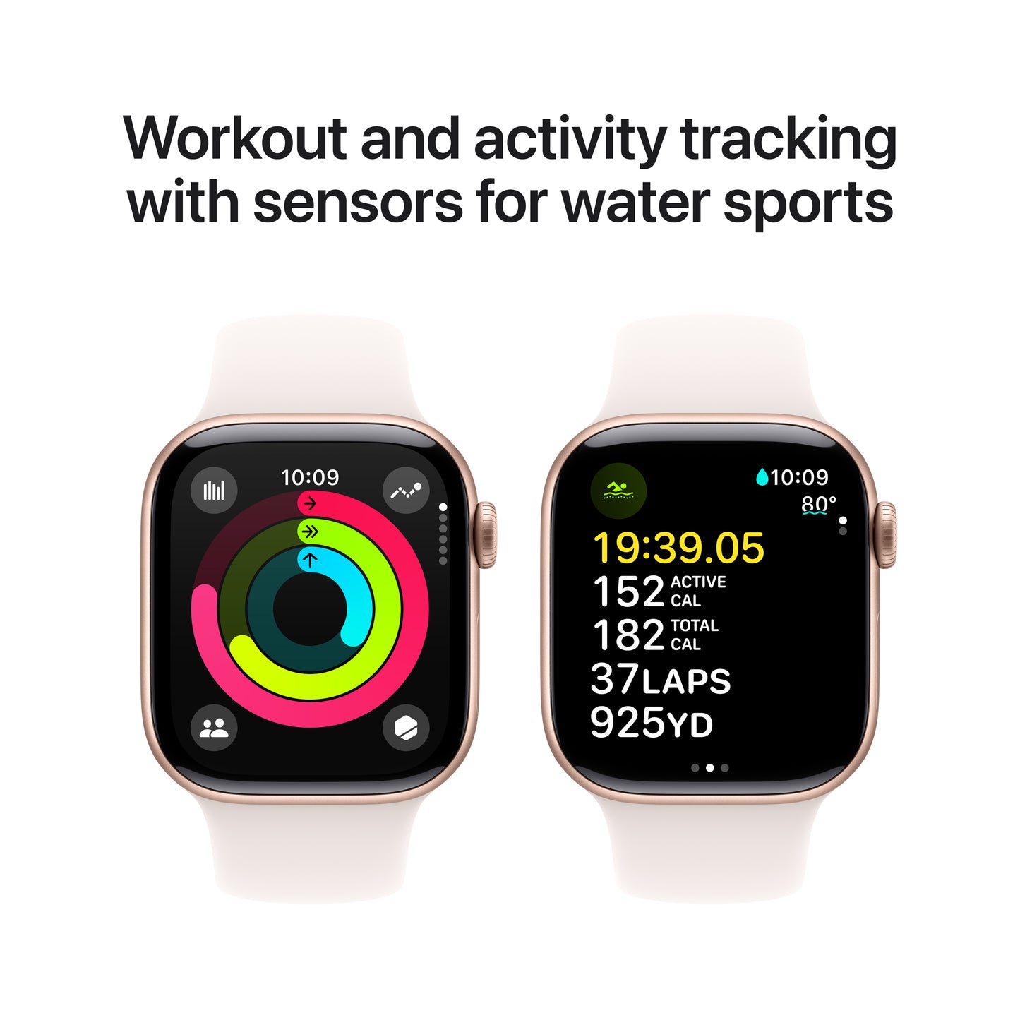 (Open Box) Apple Watch Series 10 GPS 42mm Rose Gold Aluminum Case with Light Blush Sport Band - M/L - MWWJ3LW/A (2024)