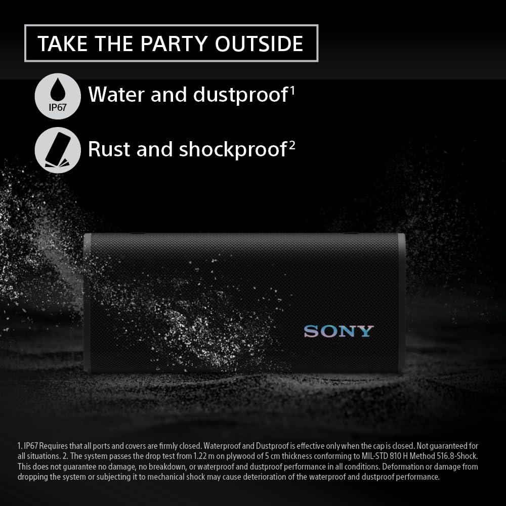 Sony ULT Field 3 Wireless Portable Bluetooth Speaker, Waterproof, 24 Hour Battery and Shoulder Strap (SRSULT30B), Black