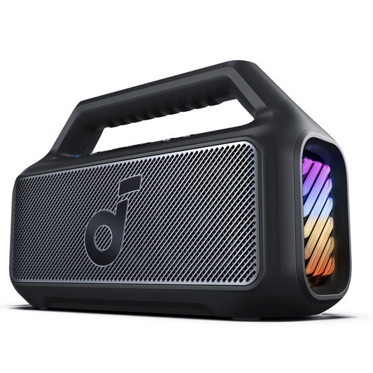 (Open Box) Soundcore by Anker Boom 2 | Outdoor IPX7 Waterproof, Floatable Bluetooth Speaker with Beat-Synced Colorful Light Show - Black