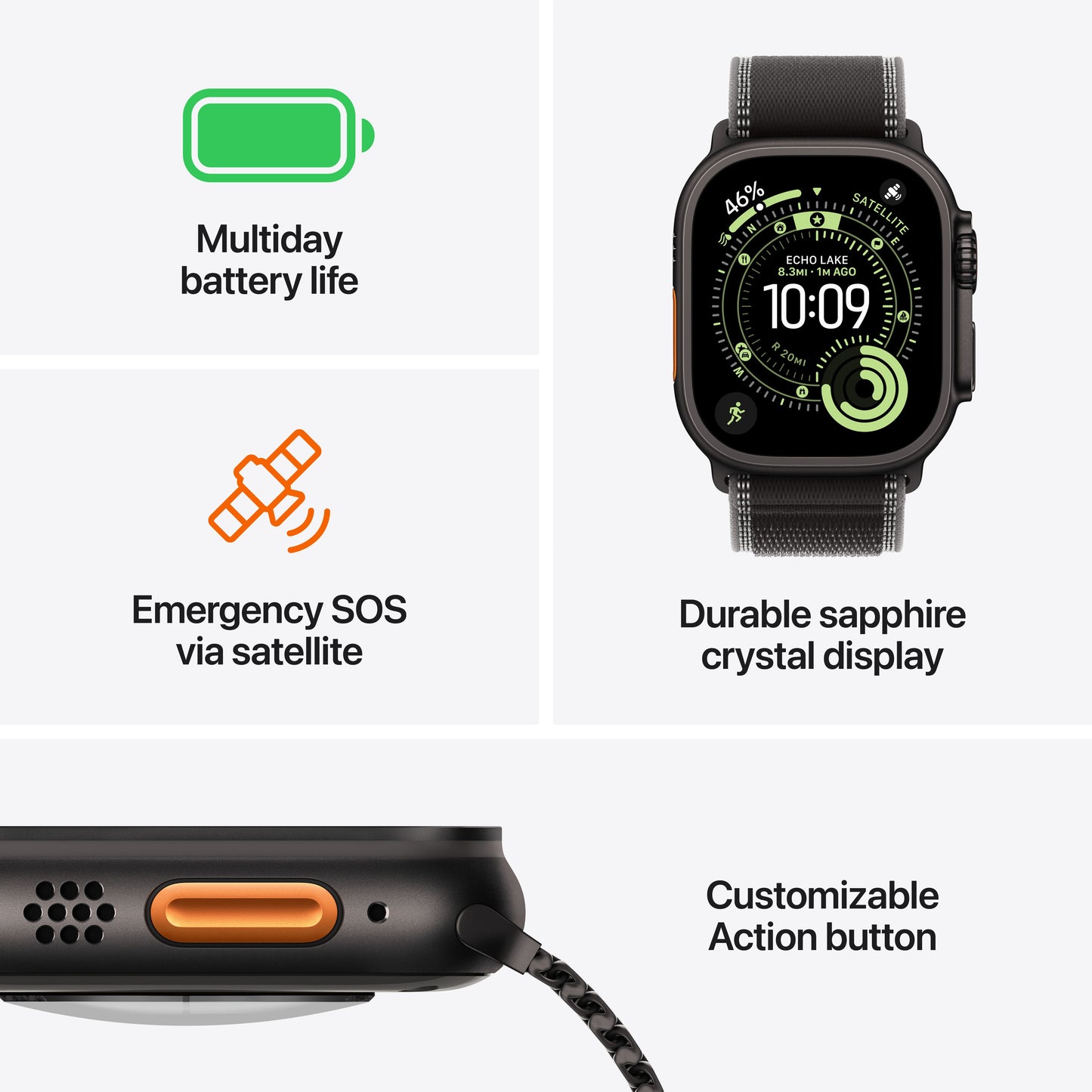 (Open Box) Apple Watch Ultra 3 GPS + Cellular 49mm Natural Titanium Case with Anchor Blue Ocean Band - MEWH4LW/A - (Fall 2025)