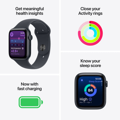 (Open Box) Apple Watch SE 3 GPS 44mm Midnight Aluminum Case with Midnight Sport Band - M/L - MEHQ4LW/A - (Fall 2025)