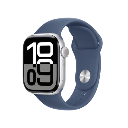 Apple Watch Series 10 GPS 42mm Silver Aluminum Case with Denim Sport Band - S/M - MWWA3LW/A (2024)