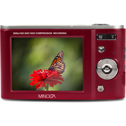 Minolta MND20 44 MP / 2.7K Quad HD Digital Camera (Red)