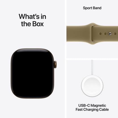 Apple Watch Series 12 GPS + Cellular 46mm Dark Bronze Aluminum Case with Olive Sport Band - M/L - MJGE4LS/A (2026)