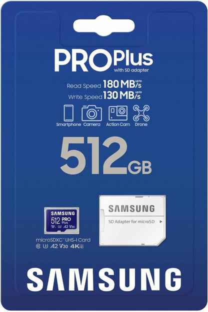 Samsung 512GB Pro Plus microSD Memory Card + Adapter