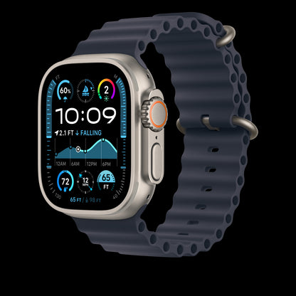 Apple 49mm Navy Ocean Band - Natural Titanium Finish - MXTH3AM/A (2024)