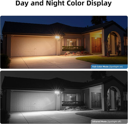 AOSU 2K Security Cameras Wireless Outdoor, Battery Powered for Home Security Cameras with PIR Human Motion Detection, Full-Color Night Vision, Spotlight & Siren, 2-Way Audio, 2.4GHz WiFi, Waterproof