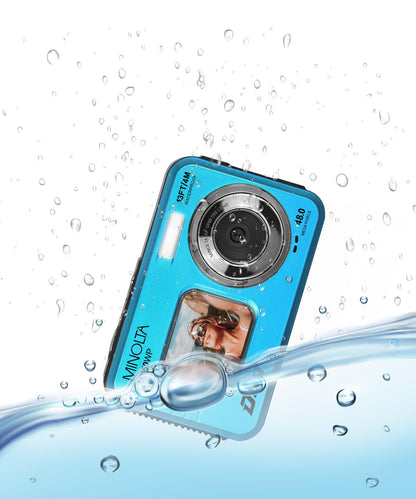Minolta MN50WP Duo 48 MP Autofocus / 5K Ultra HD Waterproof Digital Camera w/ Dual LCD (Blue)