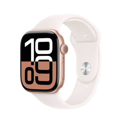 Apple Watch Series 10 GPS 46mm Rose Gold Aluminum Case with Light Blush Sport Band - S/M - MWWT3LW/A (2024)