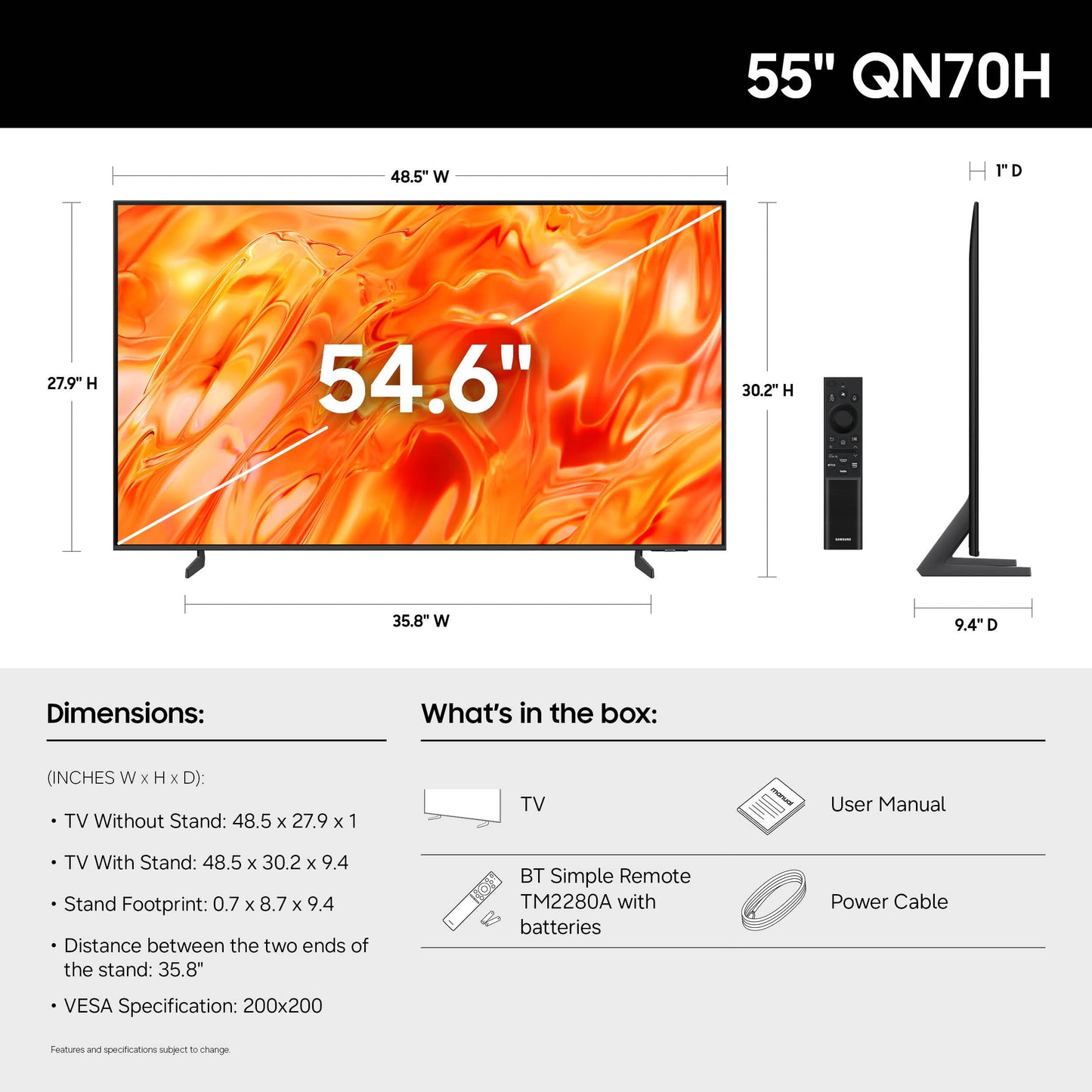 Samsung QN70H 55-in NeoQLED TV - QN55QN70HAFXZA (2026)