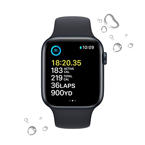 (Open Box) Apple Watch SE GPS 44mm Midnight Aluminum Case w Midnight Sport Band - S/M (2022)