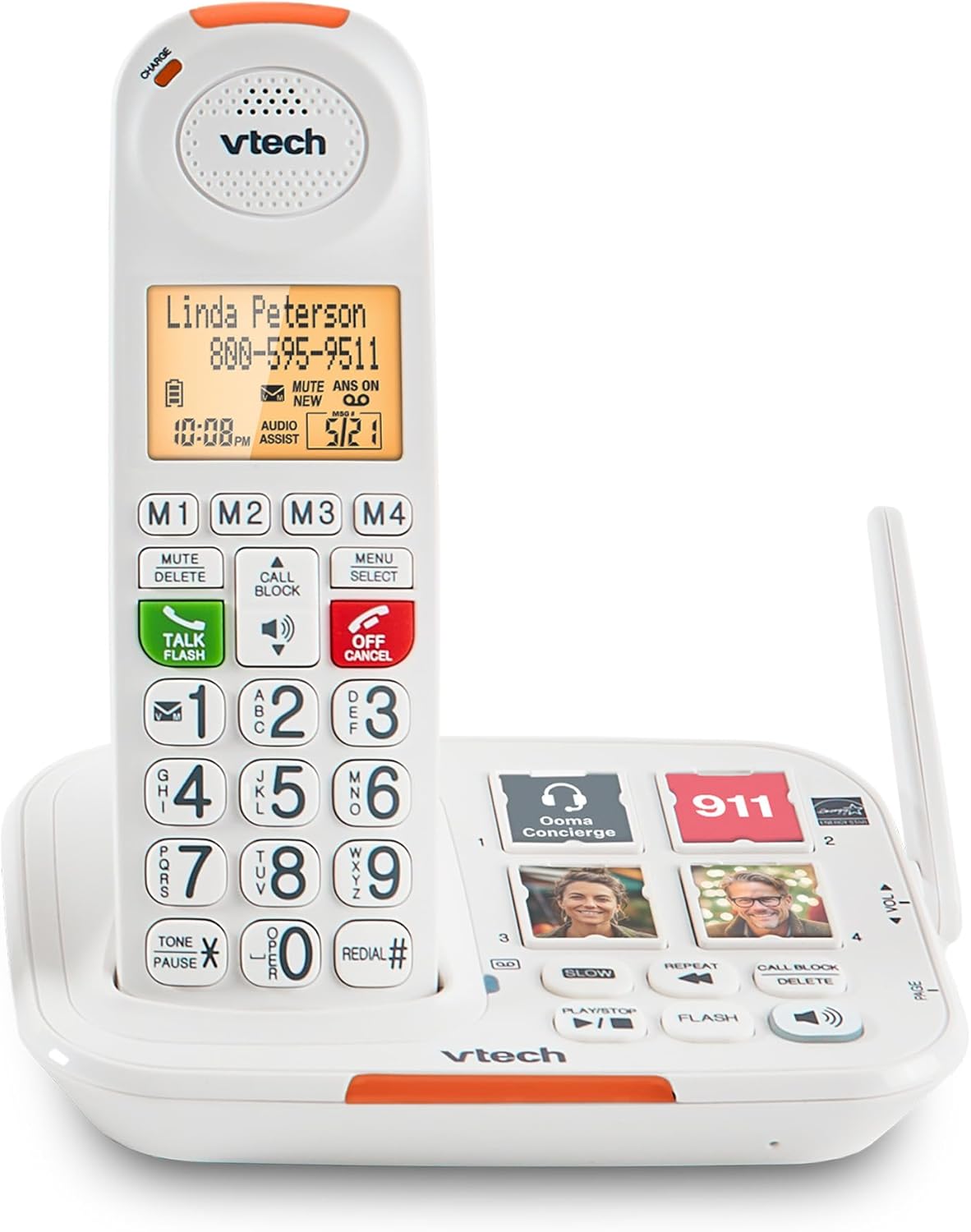 (Open Box) Ooma Senior Internet Home Phone Service Bundle with 3 Amplified Handsets, Photo Dial, Visual Ringer,